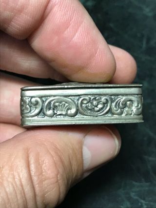 Antique Dutch Repoussé 800 silver stamp,  pill,  snuff box with makers mark S/W 8