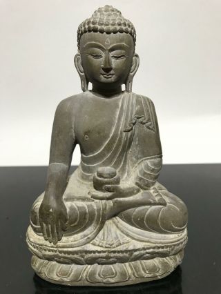 Vintage Chinese Buddha Carved Stone Art Statue Figurine