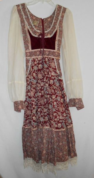 Vintage Jessica Mcclintock Gunne Sax - Prairie Style Dress -
