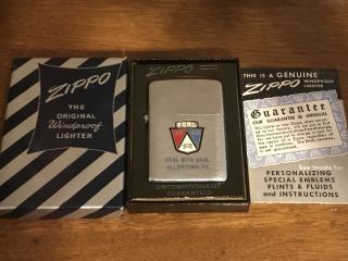 Vintage 1950s Ford Advertisement Zippo Lighter - Allentown Pa - Black Silver Box