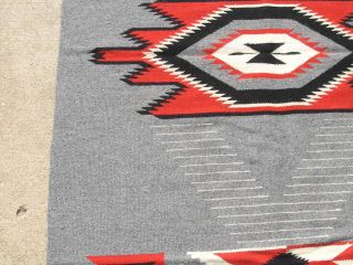 Vintage Grey Chimayo Weaving Rug Blanket 35x72 