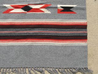 Vintage Grey Chimayo Weaving Rug Blanket 35x72 