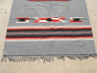 Vintage Grey Chimayo Weaving Rug Blanket 35x72 