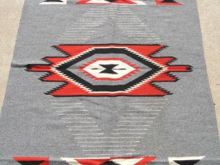 Vintage Grey Chimayo Weaving Rug Blanket 35x72 