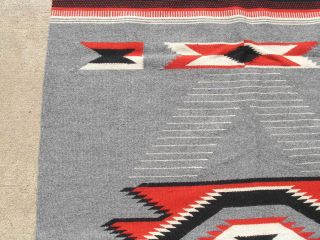 Vintage Grey Chimayo Weaving Rug Blanket 35x72 