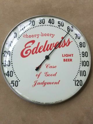 Vintage Edelweiss Cheery Beery Light Beer Thermometer With Glass Face