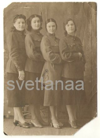 Feb 23,  1943 Wwii Military Girls Women To My Dear Mom Soviet Army Vintage Photo