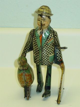 Vintage 1930s Marx Joe Penner & His Duck Goo Goo,  Tin Litho Wind Up Toy,