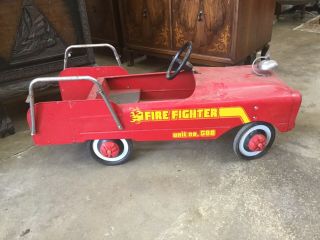 Vintage Amf Fire Fighter Unit No.  508 Pressed Metal Pedal Car
