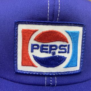 Vintage PEPSI Mesh Snapback Trucker Hat Cap Patch K PRODUCTS MADE IN USA  3