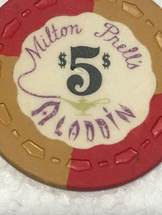 $5 VINTAGE 1st Edition GAMING CHIP Milton Prell’s Aladdin CASINO LAS VEGAS 2