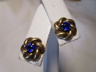 Vintage 10K Gold Sapphire Love Knot Stud Earrings 2.  3 g Estate 5