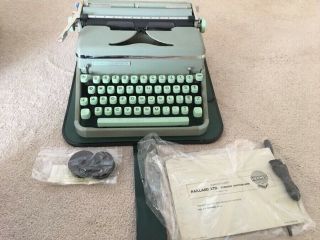 Vintage Hermes 2000 Typewriter With Case - Green