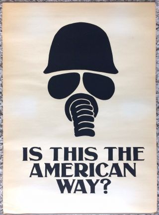 Vintage Poster Anti Vietnam War Gas Mask Peace Violence Napalm C1968