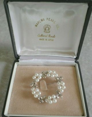Vintage Maruwa Pearl Co.  Cultured Pearl Brooch Made In Japan From Estate