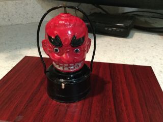 Vintage Celluloid Devil,  Battery Operated Blinking,  Lantern Light,  Halloween Toy