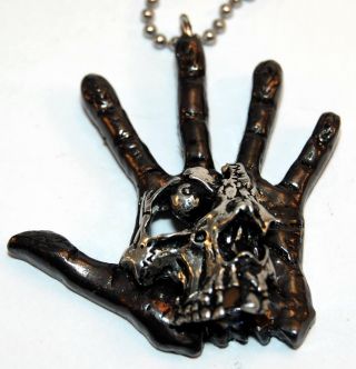 Vintage Pushead Hand Of Fear Pendant - Necklace - Old Stock - Metallica - 1990