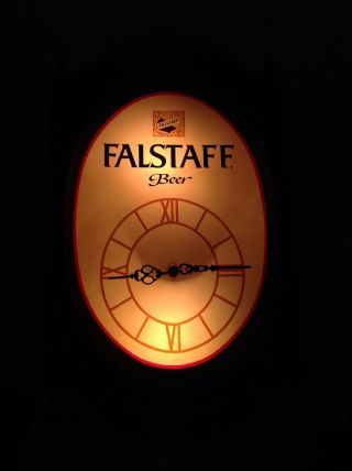 Vintage Falstaff Lighted Clock Back Bar Beer Sign 1960 