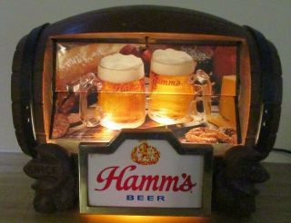 VTG Hamm ' s Beer Lighted 8 Scene Barrel Flipper Motion Cash Register Sign 2