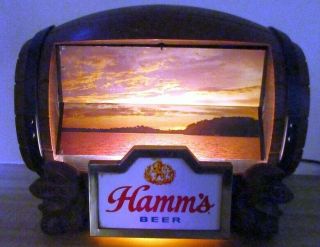 VTG Hamm ' s Beer Lighted 8 Scene Barrel Flipper Motion Cash Register Sign 3