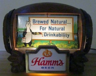 VTG Hamm ' s Beer Lighted 8 Scene Barrel Flipper Motion Cash Register Sign 4