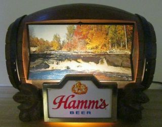 VTG Hamm ' s Beer Lighted 8 Scene Barrel Flipper Motion Cash Register Sign 5