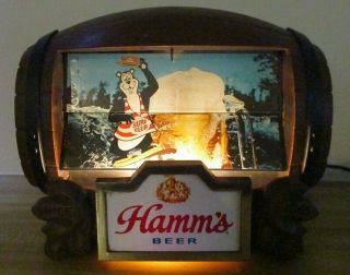 VTG Hamm ' s Beer Lighted 8 Scene Barrel Flipper Motion Cash Register Sign 6