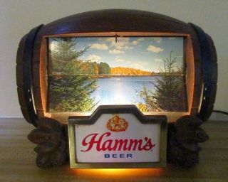 VTG Hamm ' s Beer Lighted 8 Scene Barrel Flipper Motion Cash Register Sign 7