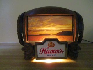VTG Hamm ' s Beer Lighted 8 Scene Barrel Flipper Motion Cash Register Sign 8