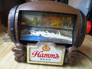 VTG Hamm ' s Beer Lighted 8 Scene Barrel Flipper Motion Cash Register Sign 9