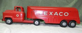 Vintage Buddy L Texaco Gas Oil Tanker Truck & Trailer Pressed Steel Toy Usa