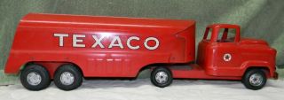 Vintage Buddy L Texaco Gas Oil Tanker Truck & Trailer Pressed Steel Toy USA 2