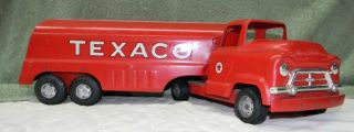 Vintage Buddy L Texaco Gas Oil Tanker Truck & Trailer Pressed Steel Toy USA 3