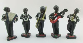 5 Vintage Enesco All That Jazz Band Musical Figurines Black Americana Musicians