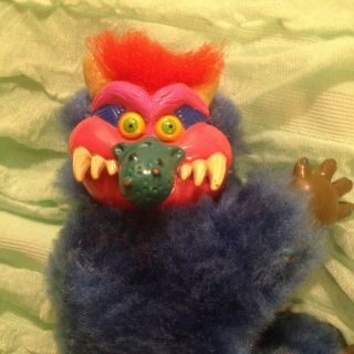 Vintage 1986 My Pet Monster Blue Stuffed Amtoy Clip On/Hugger Doll Toy Rare 2