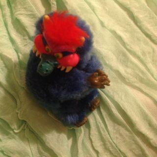 Vintage 1986 My Pet Monster Blue Stuffed Amtoy Clip On/Hugger Doll Toy Rare 3