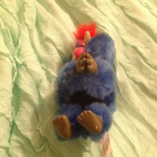 Vintage 1986 My Pet Monster Blue Stuffed Amtoy Clip On/Hugger Doll Toy Rare 4
