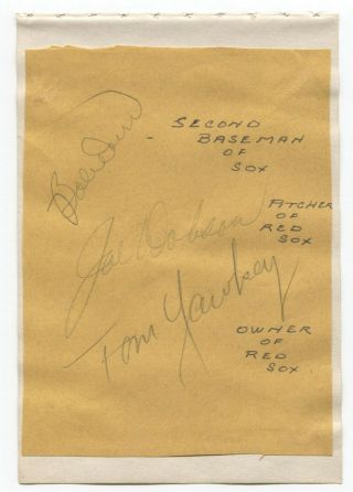 Tom Yawkey Signed Album Page Vintage Autographed Baseball Signature Hof