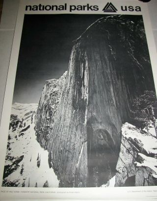 1968 National Parks Usa Poster - Ansel Adams - Face Of Half Dome Yosemite