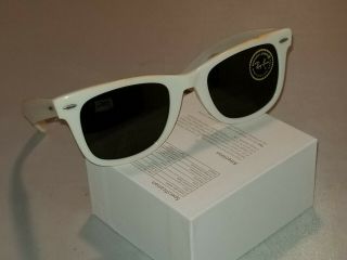 Rare Vintage White Wayfarer Ii Sunglasses Ray Ban By Bausch And Lomb G15 Lenses