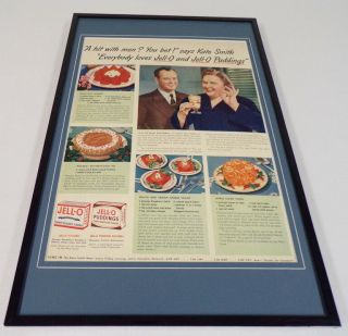 1942 Jell - O Pudding Framed 11x17 Vintage Advertising Poster