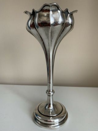 Antique Art Nouveau Silver Tulip Trumpet Vase Henry Matthews Birmingham C.  1902