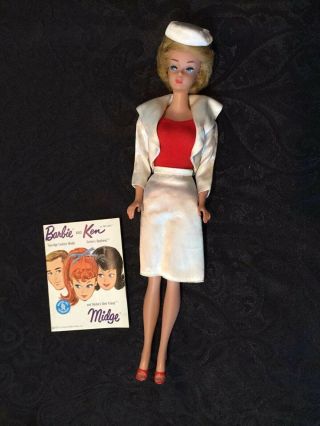 Vintage 1961 - 62 Blonde Bubble Cut Barbie Doll 850 w/White Satin Jacket/Skirt 2