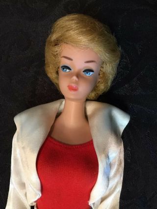Vintage 1961 - 62 Blonde Bubble Cut Barbie Doll 850 w/White Satin Jacket/Skirt 3