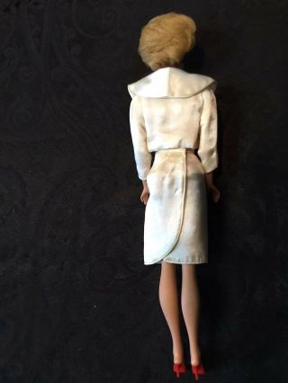 Vintage 1961 - 62 Blonde Bubble Cut Barbie Doll 850 w/White Satin Jacket/Skirt 5