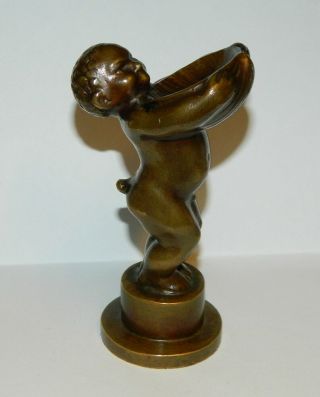 Vintage Art Deco Bronze Figure Of Young Boy With Sea Shell By Jens Jacob Bregnø