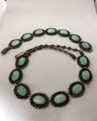 Vintage Sterling Silver Necklace & Bracelet Set - Mexico Gemstone
