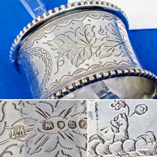 1867 William Jung Solid Hallmarked Silver Napkin Ring Chaste Victorian 30g