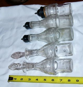 Antique Castor Cruet Condiment Set - Matching Set Of 5 Bottles