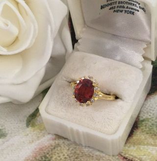 Vintage Jewellery Gold Ring With Ruby And White Sapphires Antique Deco Jewelry T